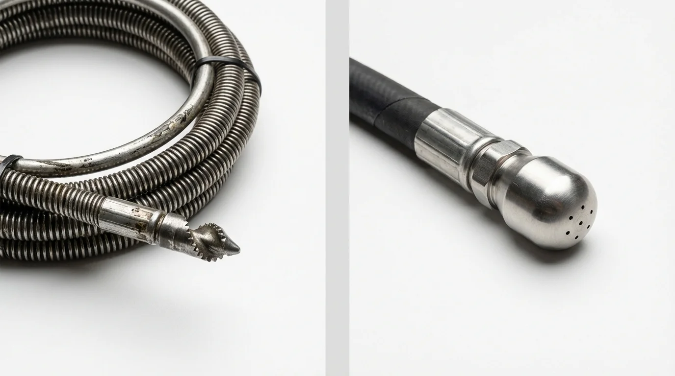 Drain snake cable and hydro jetting nozzle used for drain cleaning in White River Junction, VT