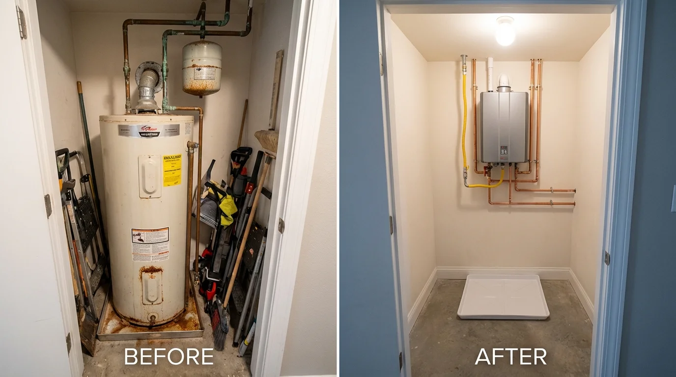 Tank water heater versus wall-mounted tankless unit comparison for White River Junction, VT homeowners