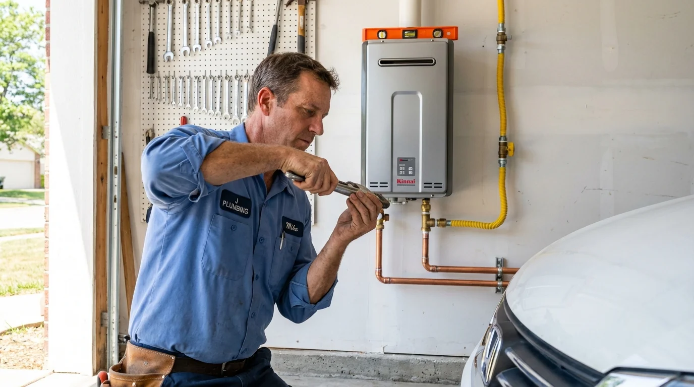 Tankless water heater installation by a Johns Plumbing LLC plumber in White River Junction